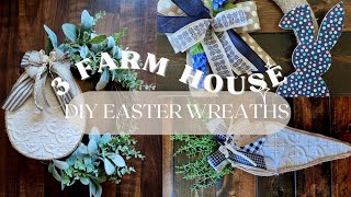 FARMHOUSE EASTER WREATHS DIY TUTORIAL  Dollar Tree Easter DIY  Wreathmaking Step By Step Tutorial [upl. by Airpac]