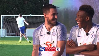 Hazard v HudsonOdoi in Hit the Cup Challenge  Football Challenge and Exclusive Interview [upl. by Anerec]