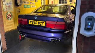 SuperSprint x pipe and back boxes on BMW 840Ci Sport M62B44 cold start and warm revs [upl. by Fira]