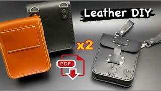 Easy DIY Ledertasche selber machen PDF Pattern Anleitung  Bikertasche  Поясная сумка из кожи [upl. by Chrisy153]