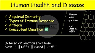 Human Health amp Disease L2 ✅ Acquired Immunity Types of Immunity Response Antigen in detail A008 [upl. by Naitsirc406]