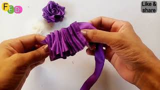 DIY Ribbon Flowers  How to make ribbon flowers  Easy making with needle  Amazing Ribbon Tricks [upl. by Kallman467]