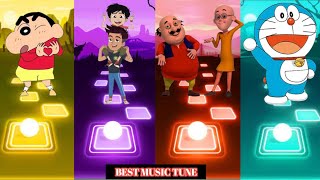 Shinchan Vs Chiku Bunty Vs Motu Patlu Vs Doraemon  new video  Tiles Hop EDM Rush [upl. by Eylsel]