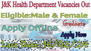 JampK Health Vacancies 2024 OutApply NowEligible Male amp Female [upl. by Drarej334]