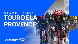 RAINY CONDITIONS ⛈️  Stage 1 Finish Tour De La Provence 2024  Eurosport Cycling [upl. by Alimat]