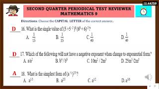 GRADE 9 MATHEMATICS👉Second Periodical Test Reviewer Multiple Choice [upl. by Keener836]