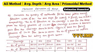 Road Detail Estimation  Theory  Numerical  All 3 method  Average Depth Area Prismoidal [upl. by Recnal]