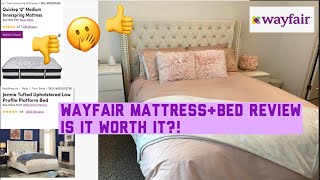 WAYFAIR REVIEW JENNIE TUFTED UPHOLSTERED LOW PLATFORM BED amp QUICKEP 12” MEDIUM INNERSPRING MATTRESS [upl. by Hsirehc]