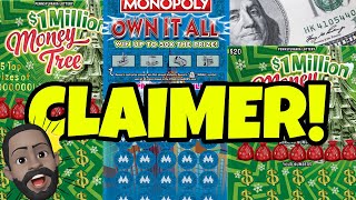 🚨🚨 FIRST CLAIMER WIN OF 2024🔥🔥 PA LOTTERY 50 MONOPOLY OWN IT ALL  MONEY TREE SCRATCH OFF TICKETS [upl. by Itra336]