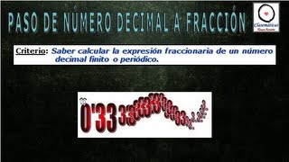 Paso de Decimal a Fracción Fracción Generatriz 0813 [upl. by Noevart835]