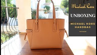 Unboxing Michael Kors Handbag  Voyager  Small [upl. by Darraj949]