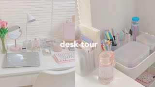 aesthetic desk setup  tour  organizing my stationeries 🍡 [upl. by Gratianna]