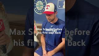 Max Scherzer talks with press before his first start back rangers maxscherzer [upl. by Eldridge]