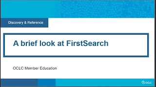 A brief look at FirstSearch [upl. by Slein]