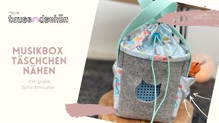 Musikboxtasche nähen  einfache Nähanleitung mit gratis Schnittmuster [upl. by Madelin948]