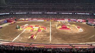 Monster Jam  Grave Digger vs Lucas Oil Crusader Monster Truck from Houston  2013 [upl. by Norry43]