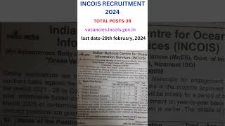 INCOIS RECRUITMENT 2024 [upl. by Clim]