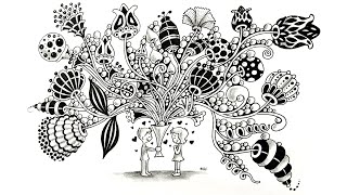 Zentangle inspired art ✺ tangle art for beginners ✺ tangle doodle [upl. by Adiari]