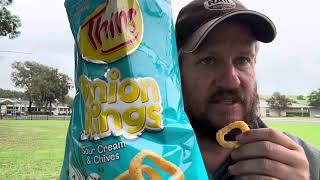 Food Review  Thins Sour Cream and Chives Onion Rings [upl. by Tommi744]