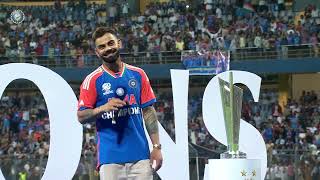 Virat Kholi interview at Wankhede stadium Crowd Chanting Kohli 40000 people [upl. by Nebur437]