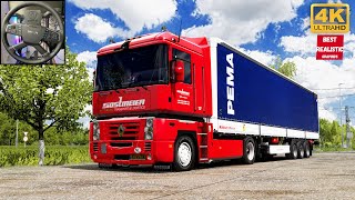 ETS2 RENAULT MAGNUM E TECH Realistic Driving Promods Moza TSW WheelStalk 151 JBXPNG Graphics [upl. by Yesdnik]