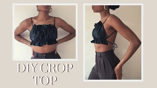 DIY CROP TOP FRONCE  DIY RUCHED CROP TOP  English sub available [upl. by Steffin]