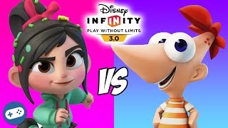 Vanellope VS Phineas Disney Infinity 30 Toy Box Versus Fight [upl. by Graeme625]