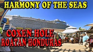 Harmony of the Seas Coxen Hole Roatan Honduras Walking Video Tour [upl. by Aurlie]