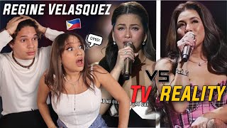 Filipino Television is DIFFERENT Waleska amp Efra react to Regine Velasquez TELEVISION VS REALITY [upl. by Jessi]