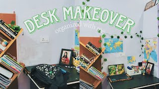 desk makeover aesthetic  reorganize my stuffs makeover asthetic homedecor deskdecor [upl. by Gnuhp]