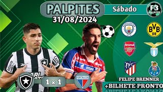 ⚽ PALPITES DE FUTEBOL PARA HOJE SÁBADO DIA 31082024  BILHETE PRONTO ✅⚽⚠️ [upl. by Lhadnek]