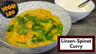 LinsenSpinat Curry mit Zitronenjoghurt  veganes Thermomix Rezept [upl. by Gladdie]