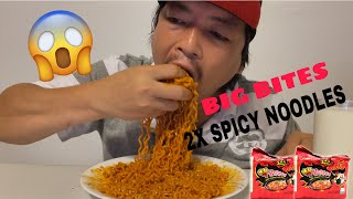 2X SPICY RAMEN NOODLES BIG BITES raikanchavlog mukbang noodleschallange [upl. by Jocko]