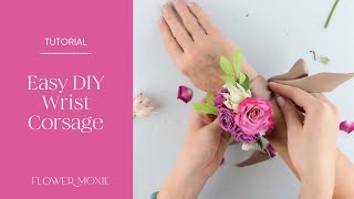 EASY DIY Wrist Corsage by Flower Moxie SUPER FAST TUTORIAL [upl. by Cinamod]