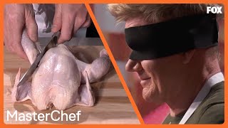 Gordon Shows Off His Chicken Cutting Skills  Season 10 Ep 5  MASTERCHEF [upl. by Ahtekal]