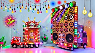 DIY Mini Dj Navratri Durga Pooja Dj Gauri Ganesh Big Dj Truck Light Decoration gadi wala dj [upl. by Nnayar]