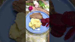 Delicious Mashed Potato Roasted Beef amp Beetroot Cream Sauce 🤤  Food Presentation [upl. by Elleryt]