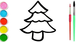 Comment dessiner un sapin de noël pour bébé  Coloriage pour enfants [upl. by Nalro]