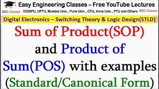 Sum of ProductSOP and Product of SumPOS with examples  Digital Electronics Lectures [upl. by Maren164]