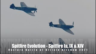 Spitfire Evolution  Spitfire 1a IX amp XIV  Duxford Battle of Britain Airshow 2021 [upl. by Conway115]