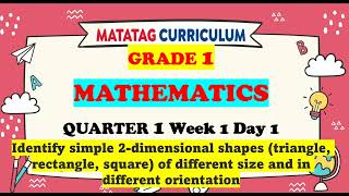 MATH GRADE 1 QUARTER 1 WEEK 1  SIMPLE 2 DIMENSIONAL SHAPE MATATAG CURRICULUM [upl. by Ybhsa]