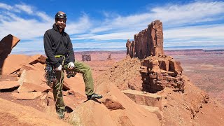 North Chimney  Castleton Tower  Moab desert climbing [upl. by Ahtram]