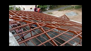 KERALA ROOFING FRAME WORK  ROOF SIZE 1640  TRUSS TECHNIC  PART 1 [upl. by Aileduab]