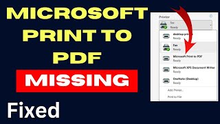 Microsoft Print to PDF option not showing on Windows 11  10 [upl. by Messab]