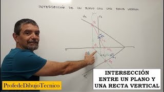 Intersección de plano con recta vertical  Sistema Diédrico  Doctor Alfa [upl. by Ahsieken936]