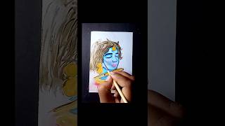 Easy Krishna painting for beginners Krishna satisfying watercolourArt [upl. by Aytac]