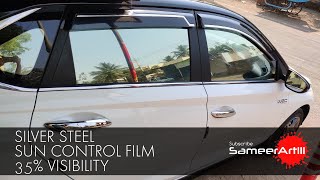 Sun Control Film  Silver Steel Sun Control Film  35 Visibility  Tint For Car  SameerArt111 [upl. by Daigle]