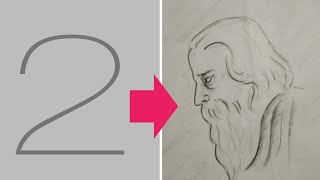 How to draw rabindranath tagore from 2 simple line artstep bye step [upl. by Boehike]