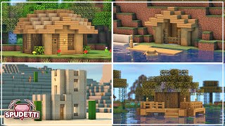 Minecraft How to Build 4 Biome Starter Houses Easy Tutorial 2021 [upl. by Earesed129]