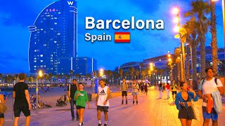 Barcelona Spain 2023 🇪🇸 Walk on the beach and promenade 4K 60 FPS HDR [upl. by Eikceb]